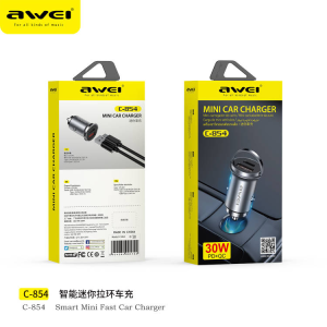 Awei C-854智能迷你拉环车充30W