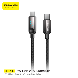 Awei CL-175C C to C快充数据线60W显示功